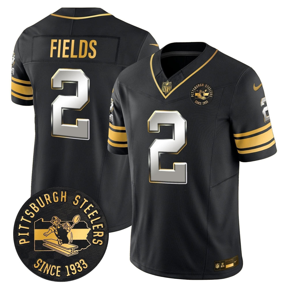 Pittsburgh Steelers Throwback 1933 Patch Gold Vapor Limited Jersey - All Stitched - image 31
