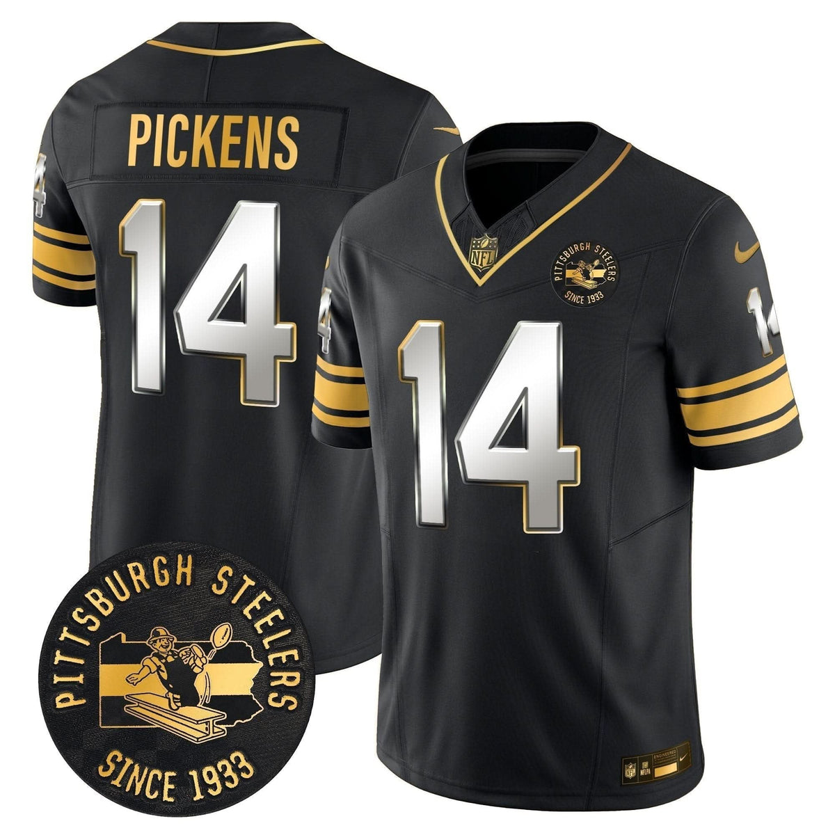 Pittsburgh Steelers Throwback 1933 Patch Gold Vapor Limited Jersey - All Stitched - image 33