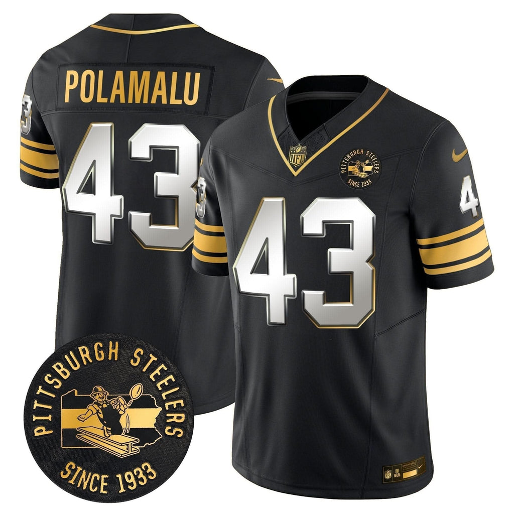 Pittsburgh Steelers Throwback 1933 Patch Gold Vapor Limited Jersey - All Stitched - image 35