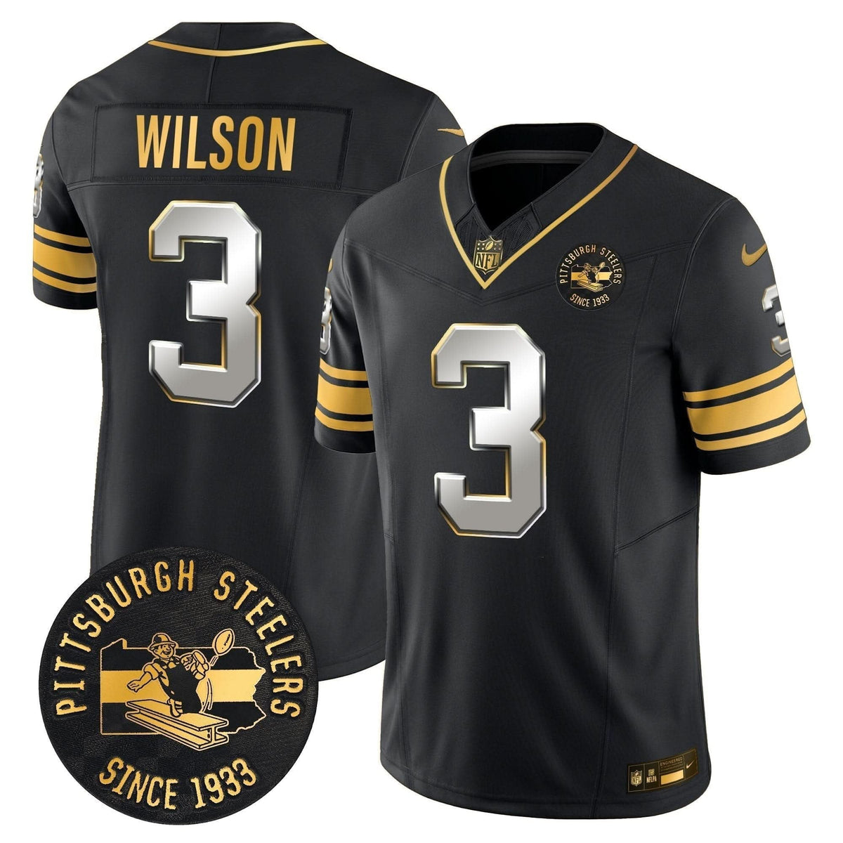 Pittsburgh Steelers Throwback 1933 Patch Gold Vapor Limited Jersey - All Stitched - image 39