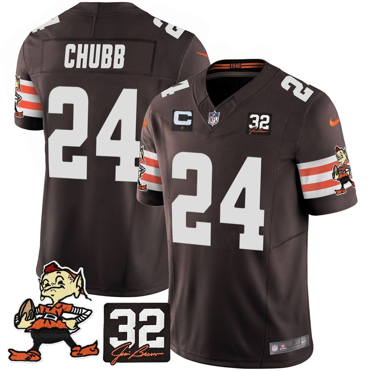 Browns #32 Jim Brown Memorial Patch Vapor Limited Jersey V2 - All Stitched - image 10