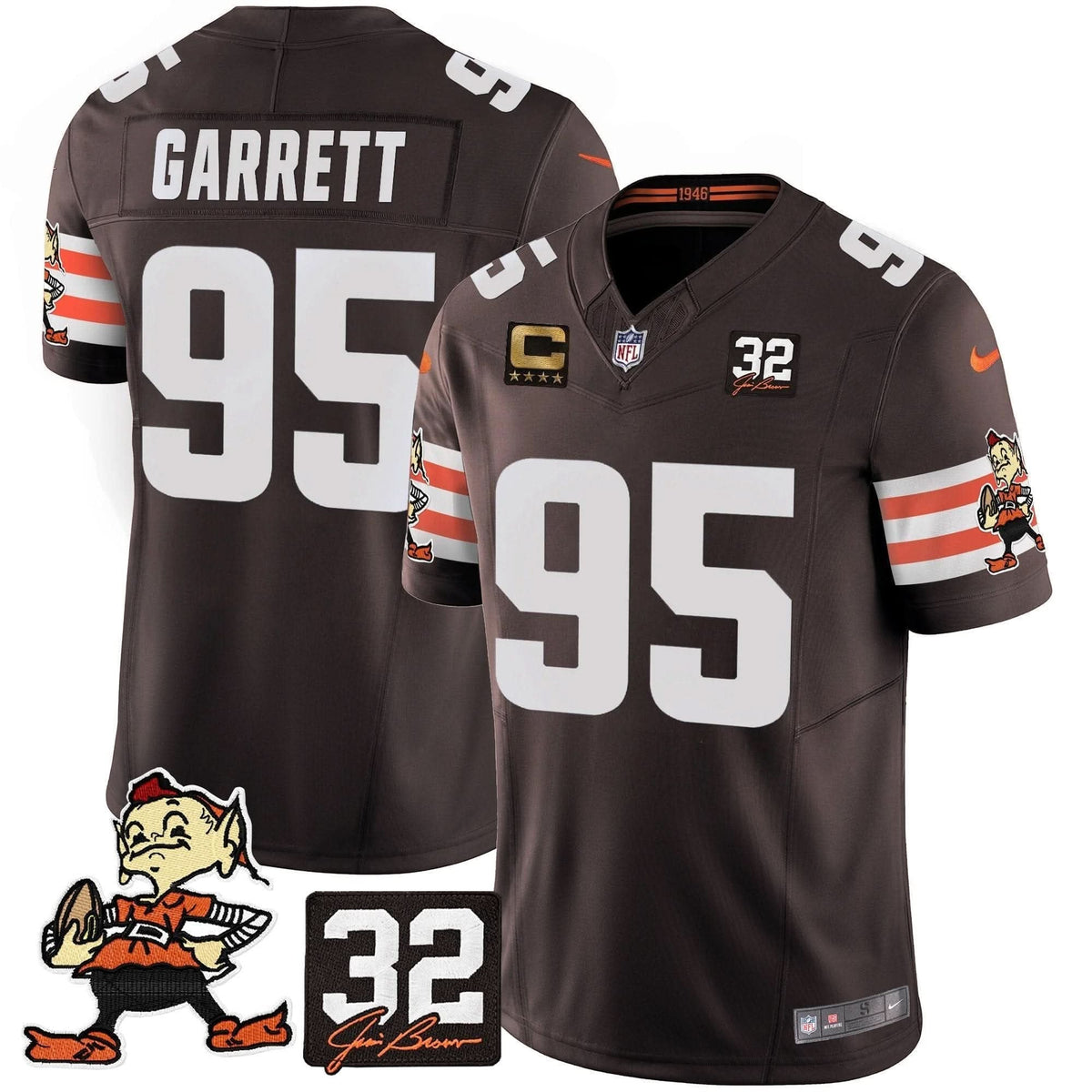 Browns #32 Jim Brown Memorial Patch Vapor Limited Jersey V2 - All Stitched - image 14