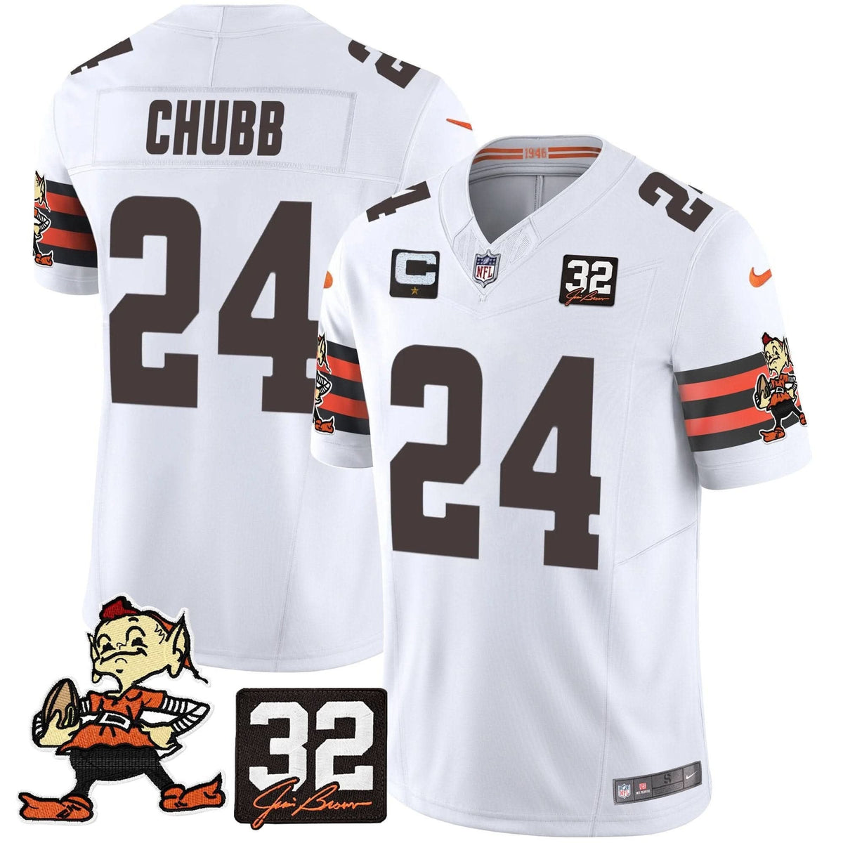 Browns #32 Jim Brown Memorial Patch Vapor Limited Jersey V2 - All Stitched - image 19