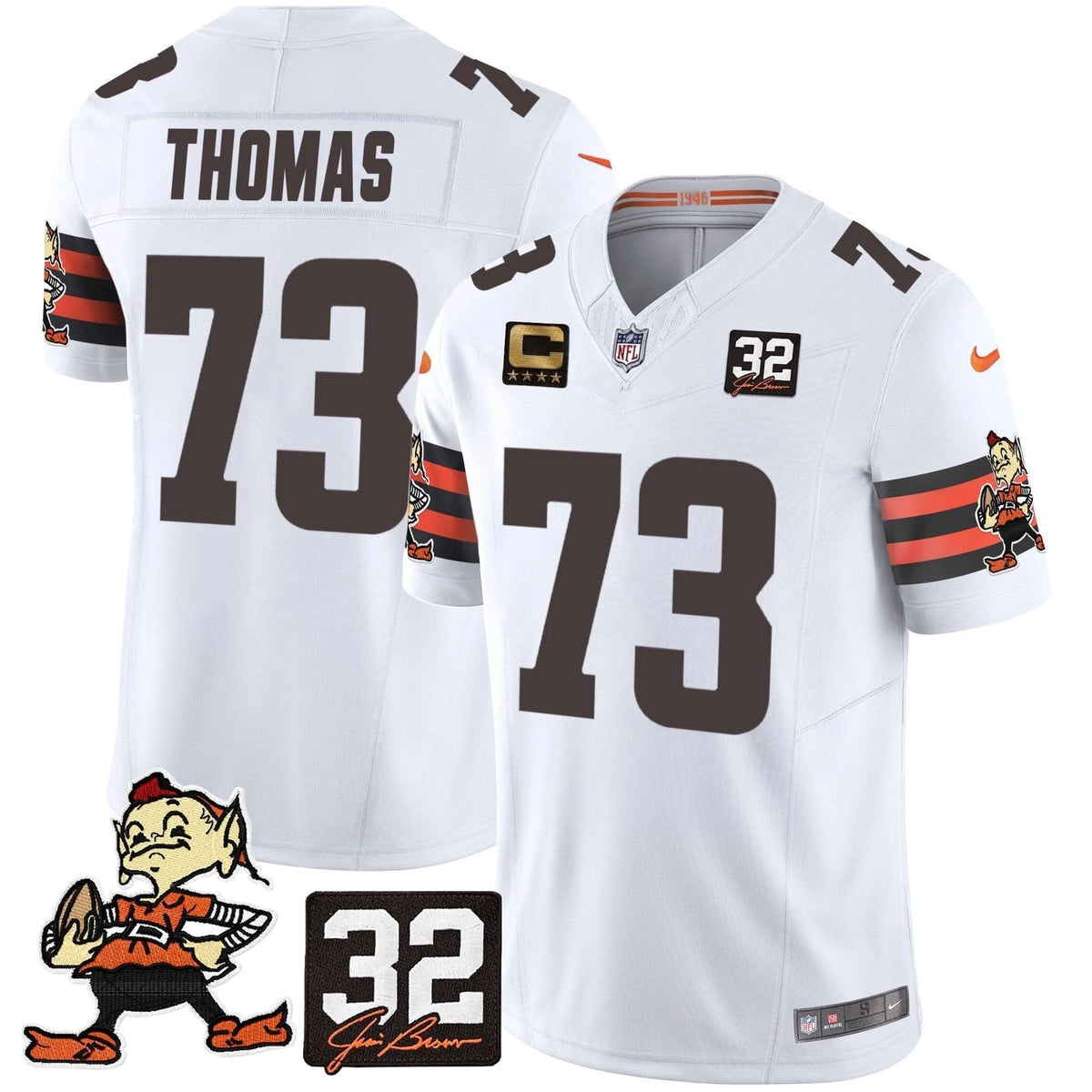 Browns #32 Jim Brown Memorial Patch Vapor Limited Jersey V2 - All Stitched - image 21
