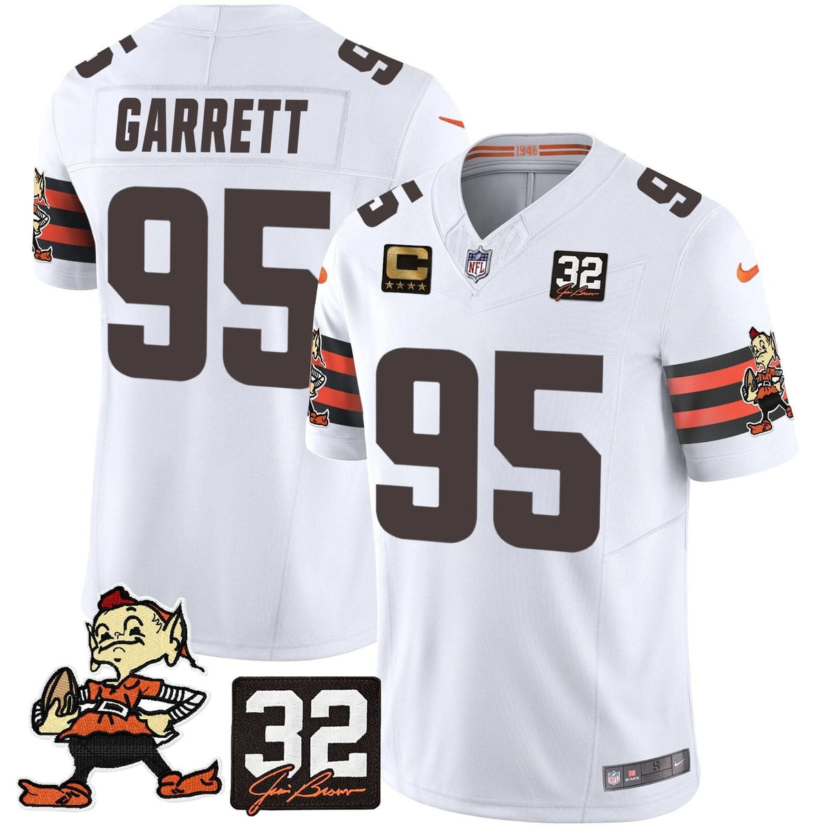 Browns #32 Jim Brown Memorial Patch Vapor Limited Jersey V2 - All Stitched - image 23