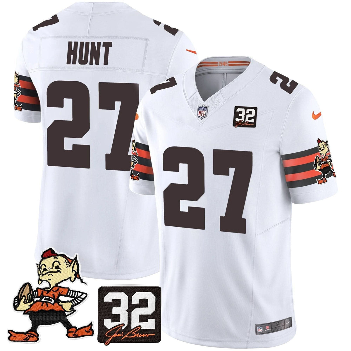 Browns #32 Jim Brown Memorial Patch Vapor Limited Jersey V2 - All Stitched - image 25