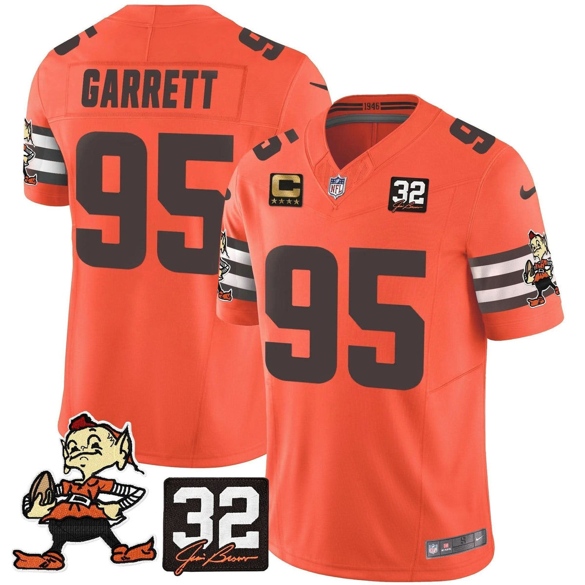 Browns #32 Jim Brown Memorial Patch Vapor Limited Jersey V2 - All Stitched - image 32