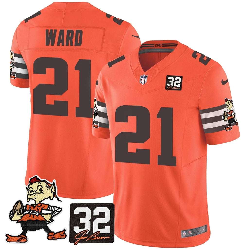 Browns #32 Jim Brown Memorial Patch Vapor Limited Jersey V2 - All Stitched - image 33