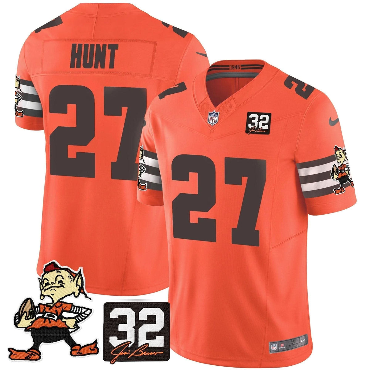 Browns #32 Jim Brown Memorial Patch Vapor Limited Jersey V2 - All Stitched - image 34