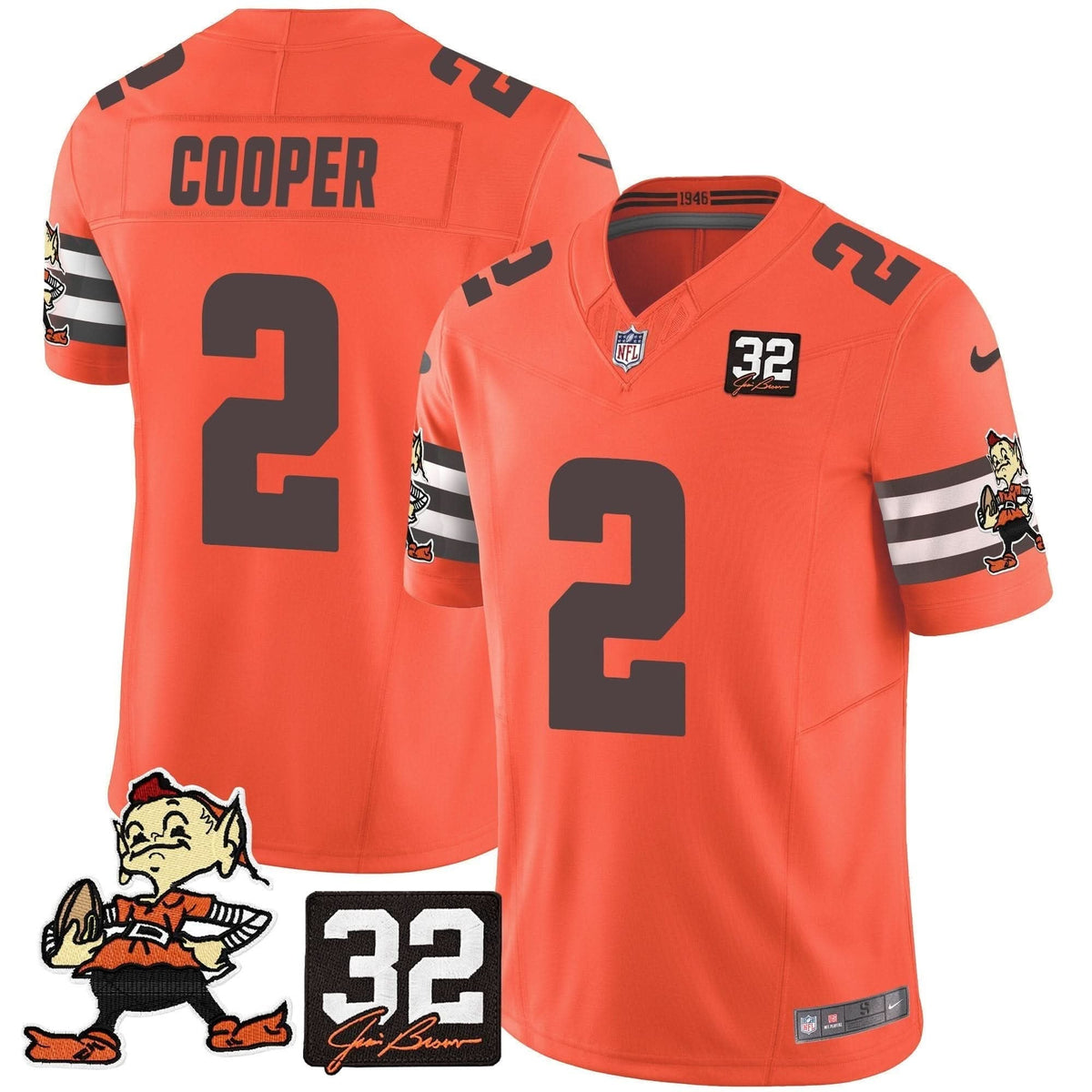 Browns #32 Jim Brown Memorial Patch Vapor Limited Jersey V2 - All Stitched - image 35