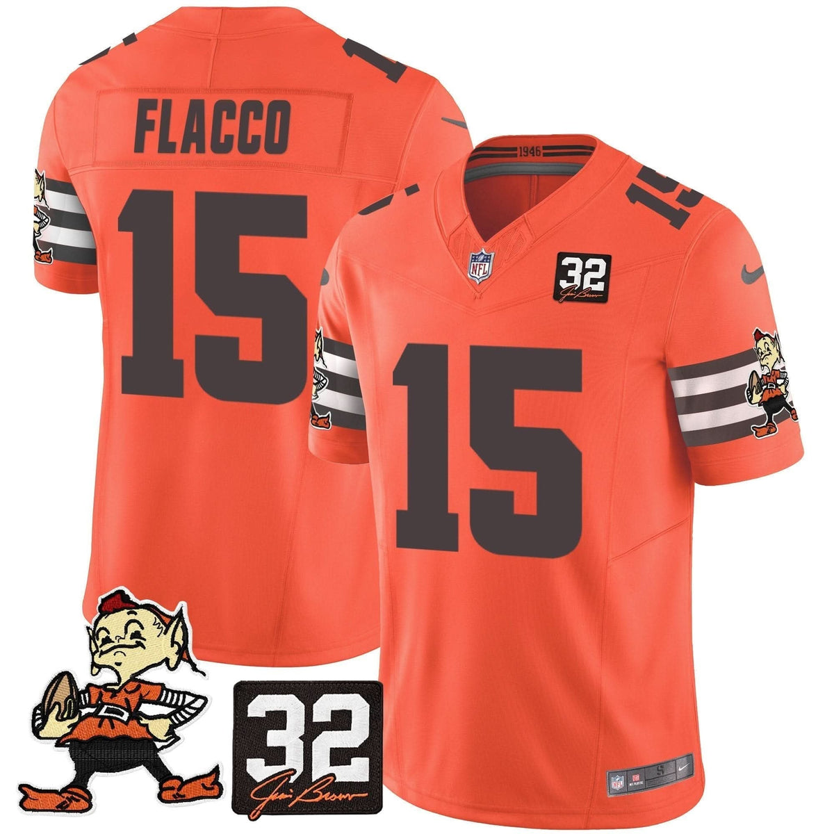 Browns #32 Jim Brown Memorial Patch Vapor Limited Jersey V2 - All Stitched - image 36