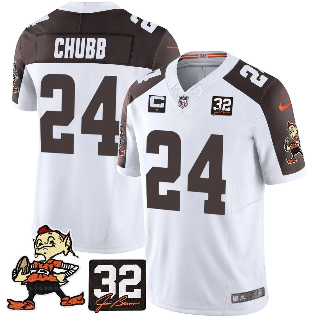 Browns #32 Jim Brown Memorial Patch Vapor Limited Jersey V2 - All Stitched - image 37