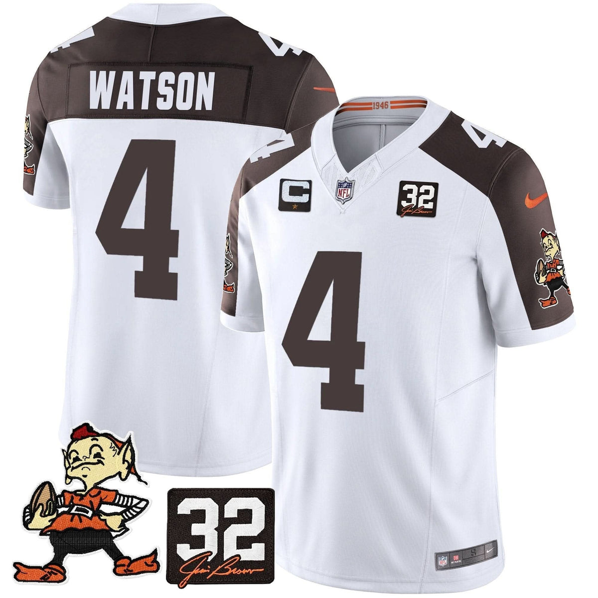 Browns #32 Jim Brown Memorial Patch Vapor Limited Jersey V2 - All Stitched - image 38