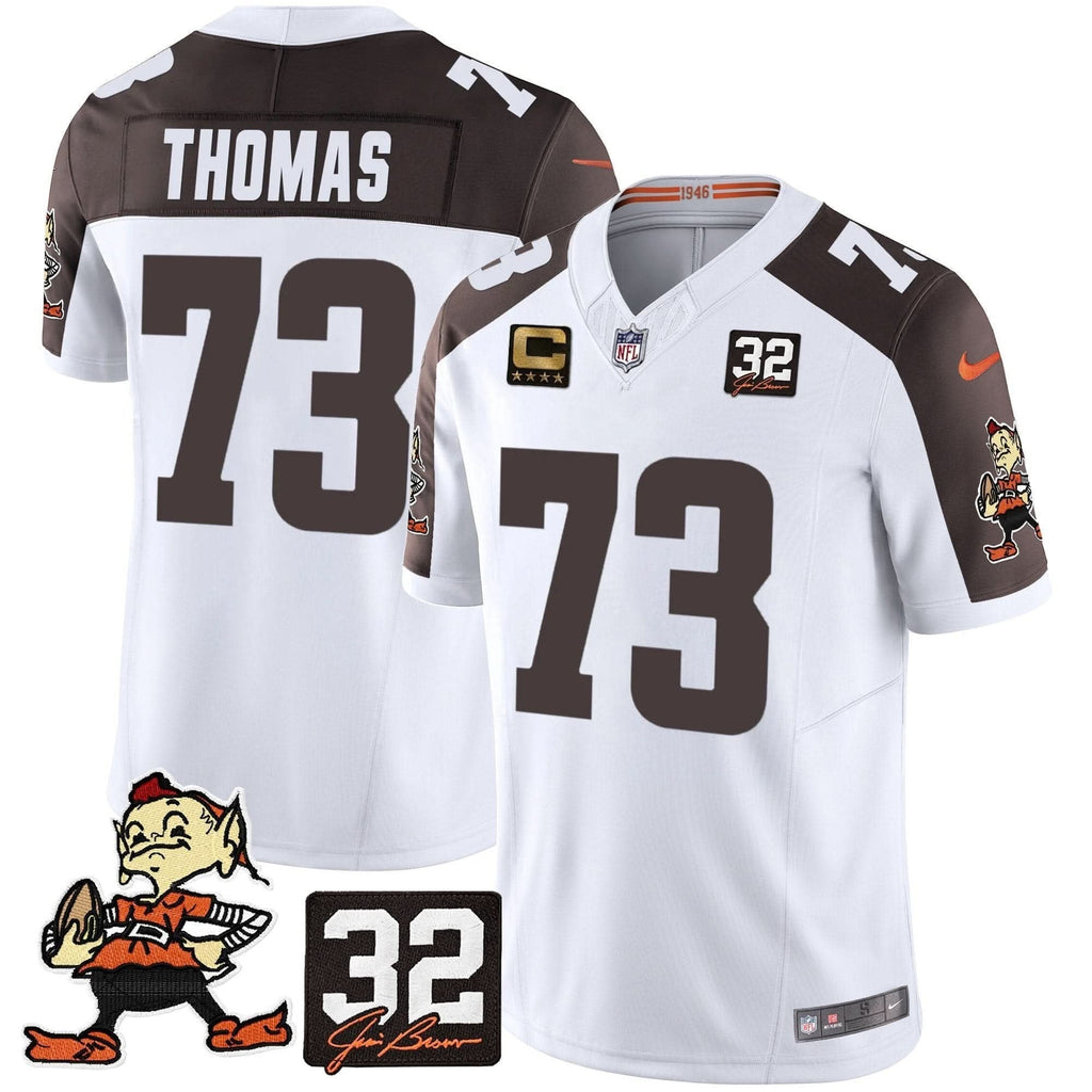 Browns #32 Jim Brown Memorial Patch Vapor Limited Jersey V2 - All Stitched - image 39