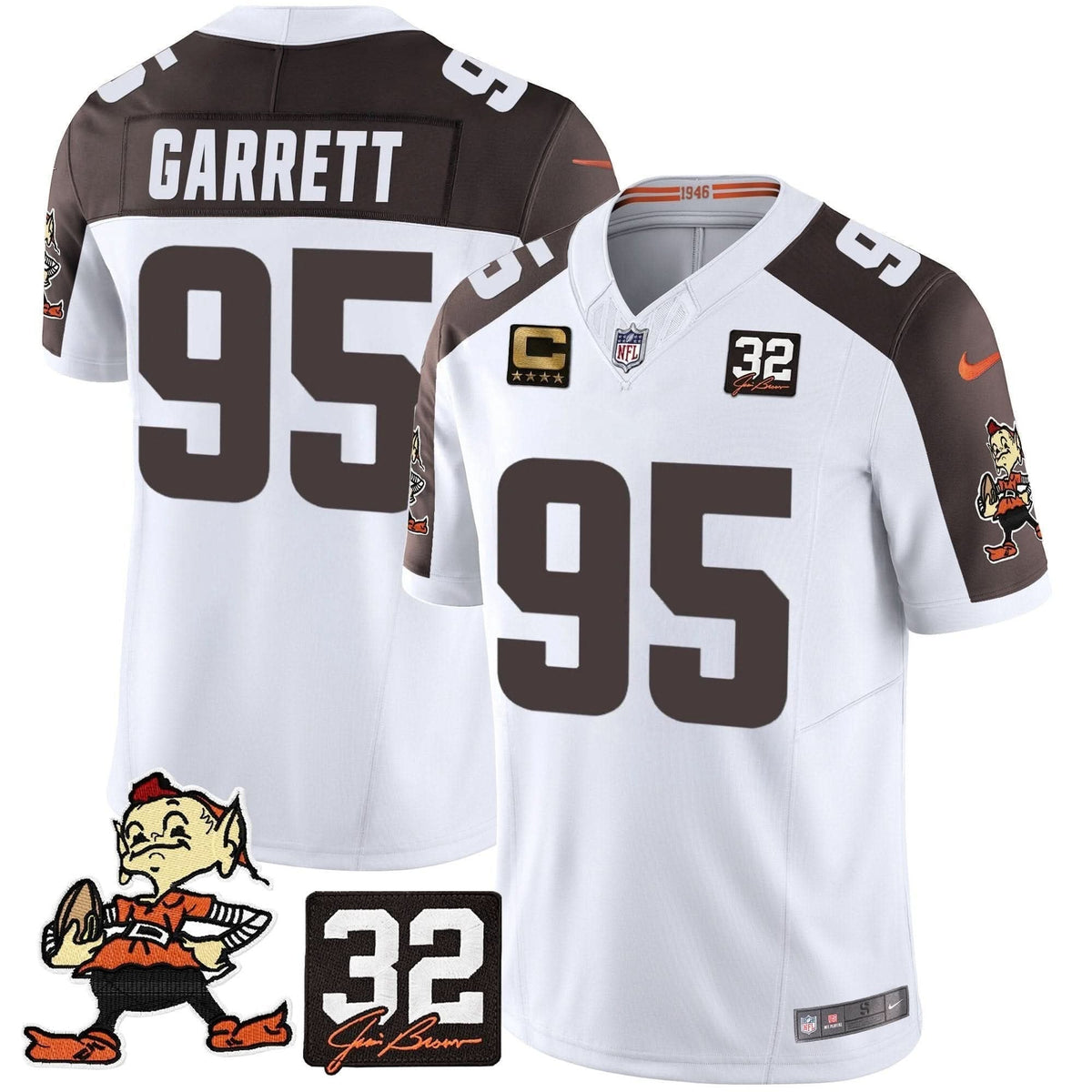 Browns #32 Jim Brown Memorial Patch Vapor Limited Jersey V2 - All Stitched - image 41