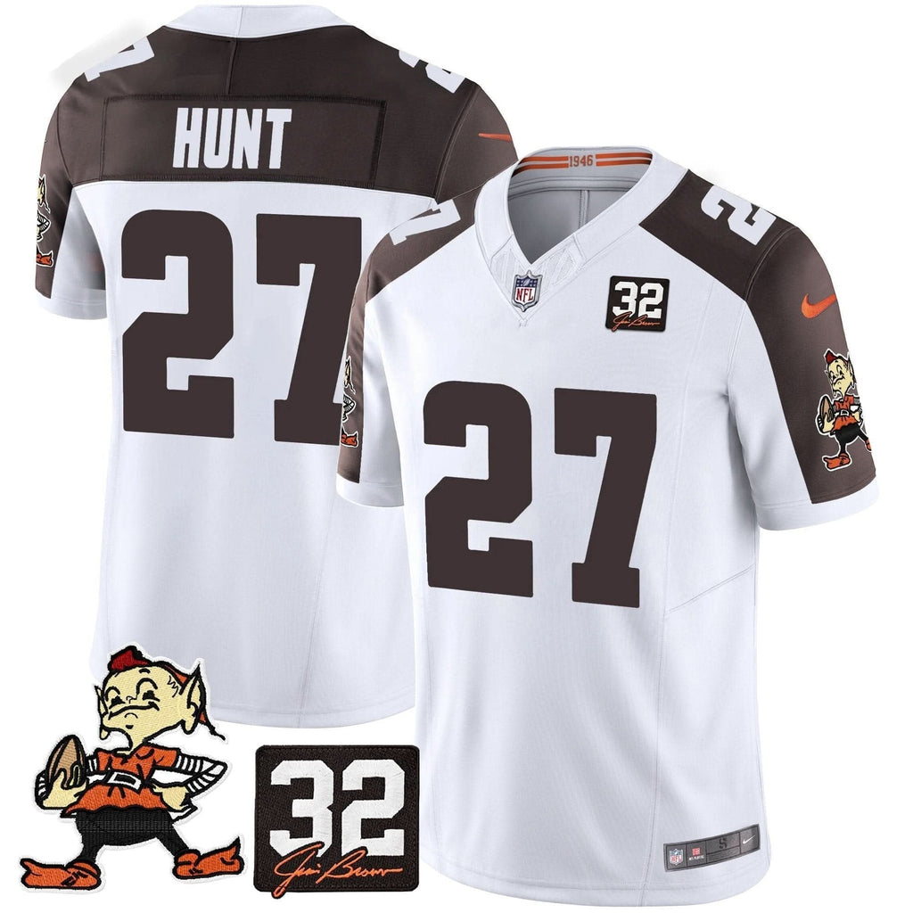 Browns #32 Jim Brown Memorial Patch Vapor Limited Jersey V2 - All Stitched - image 43