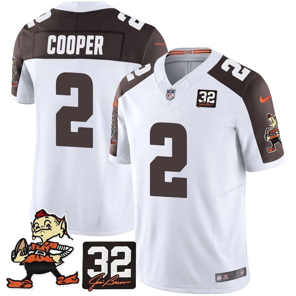Browns #32 Jim Brown Memorial Patch Vapor Limited Jersey V2 - All Stitched - image 44