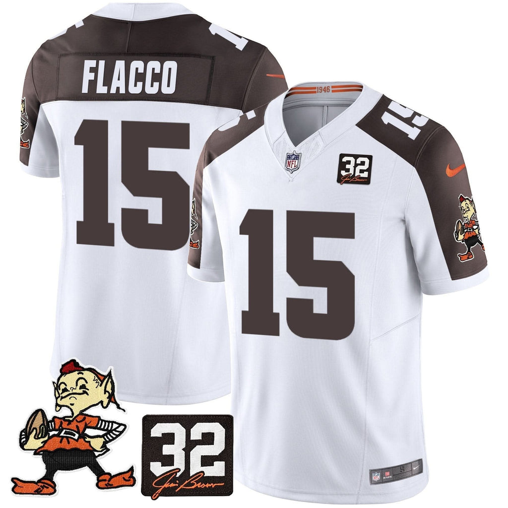 Browns #32 Jim Brown Memorial Patch Vapor Limited Jersey V2 - All Stitched - image 45