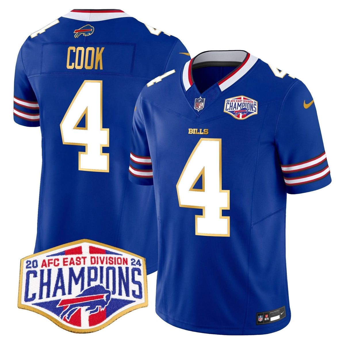 Bills 2024 AFC East Division Champions Gold Trim Vapor Limited Jersey - All Stitched - image 2