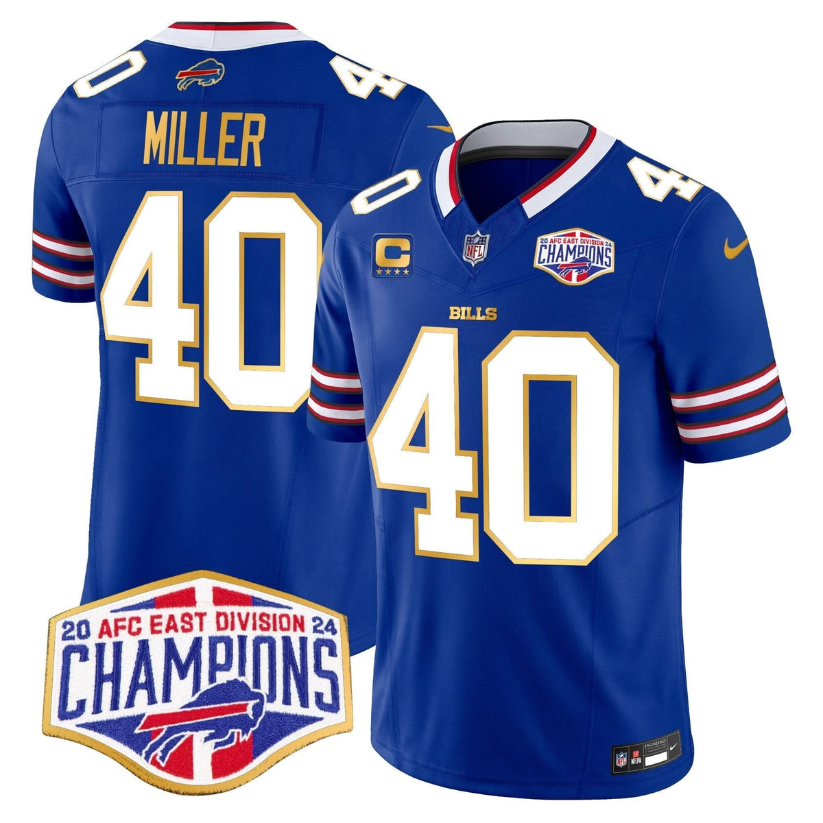 Bills 2024 AFC East Division Champions Gold Trim Vapor Limited Jersey - All Stitched - image 3