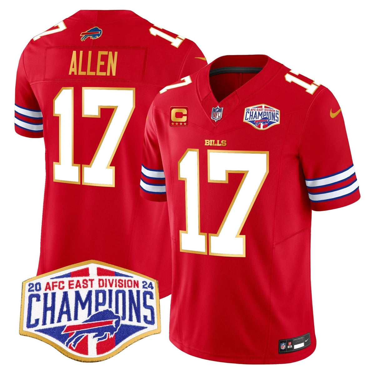 Bills 2024 AFC East Division Champions Gold Trim Vapor Limited Jersey - All Stitched - image 9