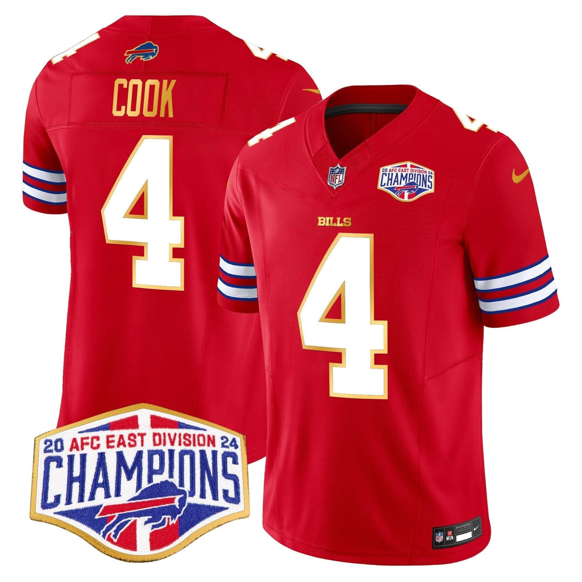 Bills 2024 AFC East Division Champions Gold Trim Vapor Limited Jersey - All Stitched - image 10