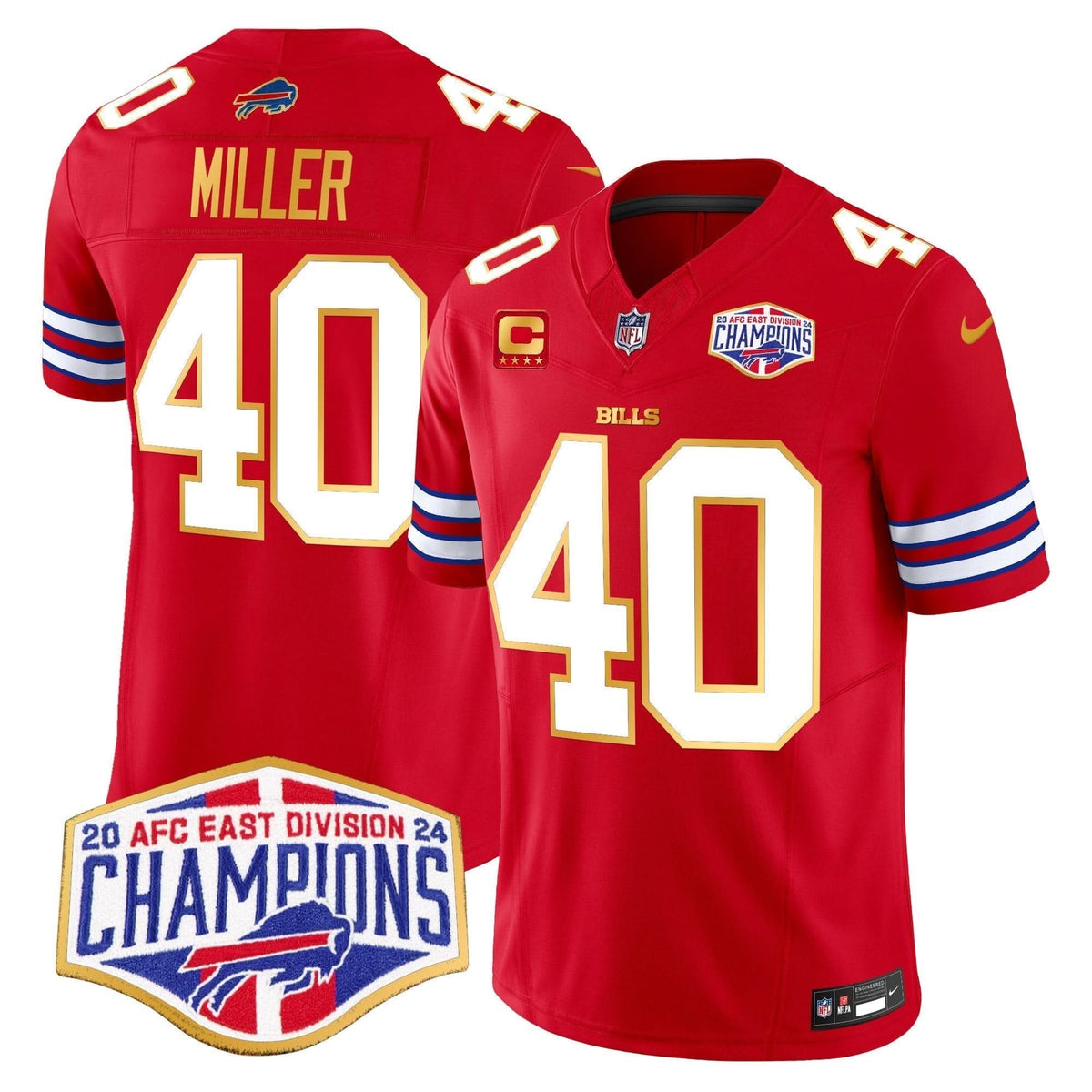 Bills 2024 AFC East Division Champions Gold Trim Vapor Limited Jersey - All Stitched - image 11
