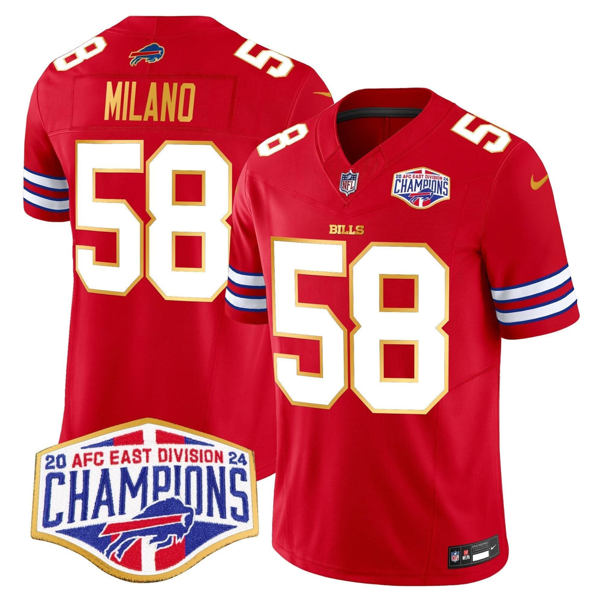 Bills 2024 AFC East Division Champions Gold Trim Vapor Limited Jersey - All Stitched - image 12