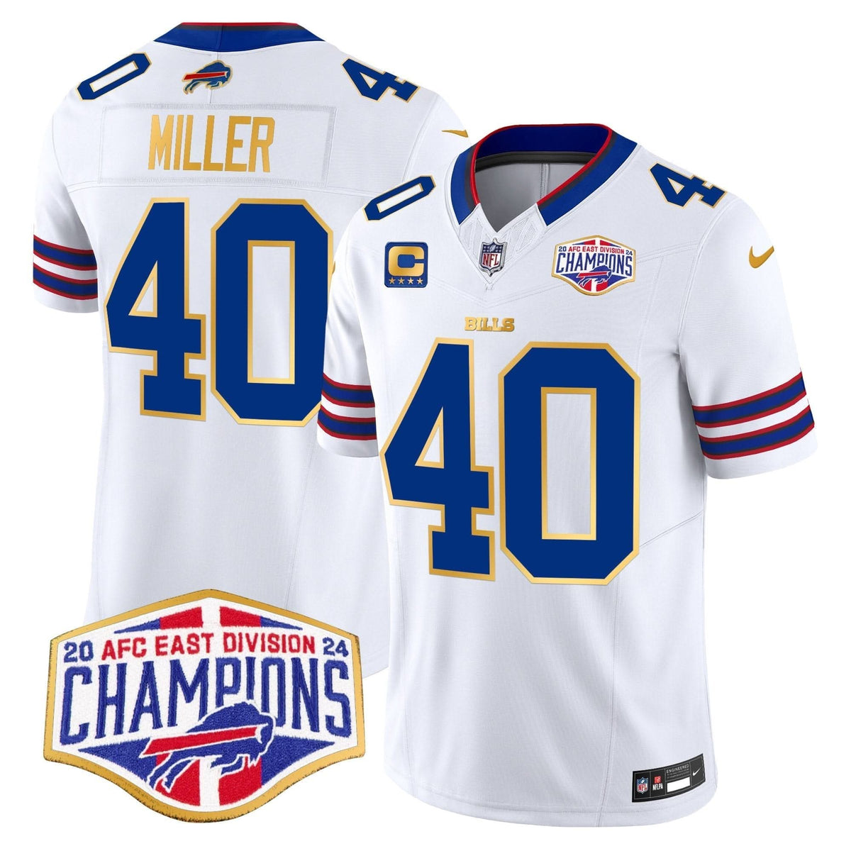 Bills 2024 AFC East Division Champions Gold Trim Vapor Limited Jersey - All Stitched - image 19