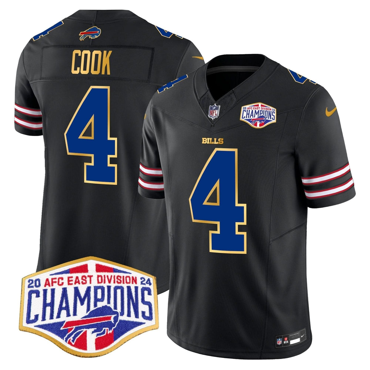 Bills 2024 AFC East Division Champions Gold Trim Vapor Limited Jersey - All Stitched - image 26
