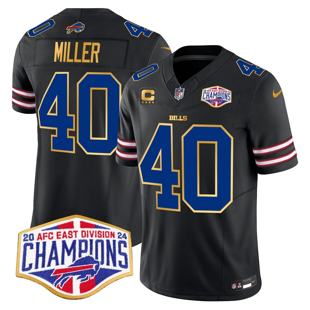 Bills 2024 AFC East Division Champions Gold Trim Vapor Limited Jersey - All Stitched - image 27