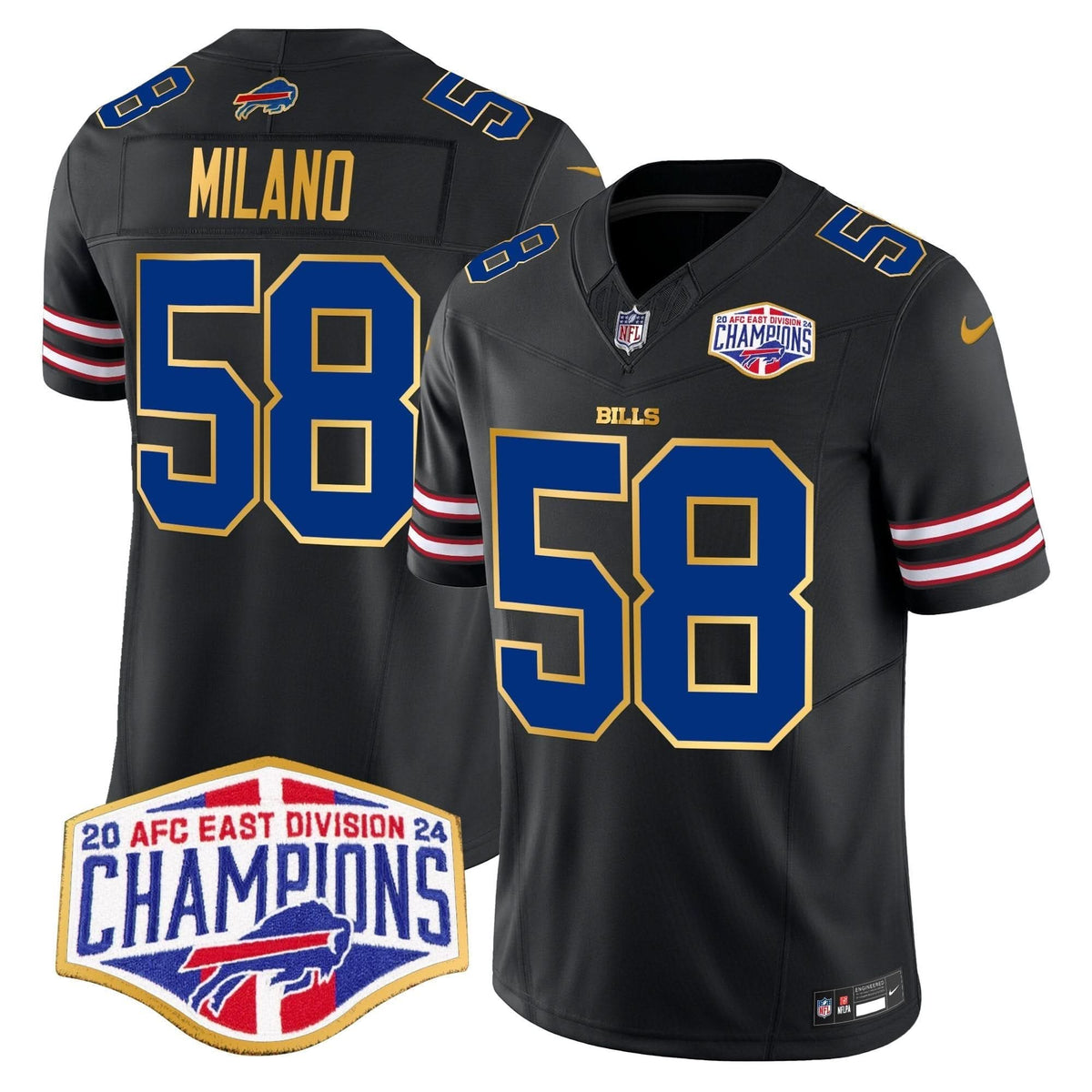 Bills 2024 AFC East Division Champions Gold Trim Vapor Limited Jersey - All Stitched - image 28