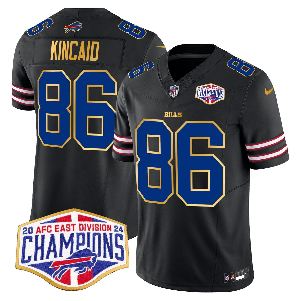 Bills 2024 AFC East Division Champions Gold Trim Vapor Limited Jersey - All Stitched - image 29