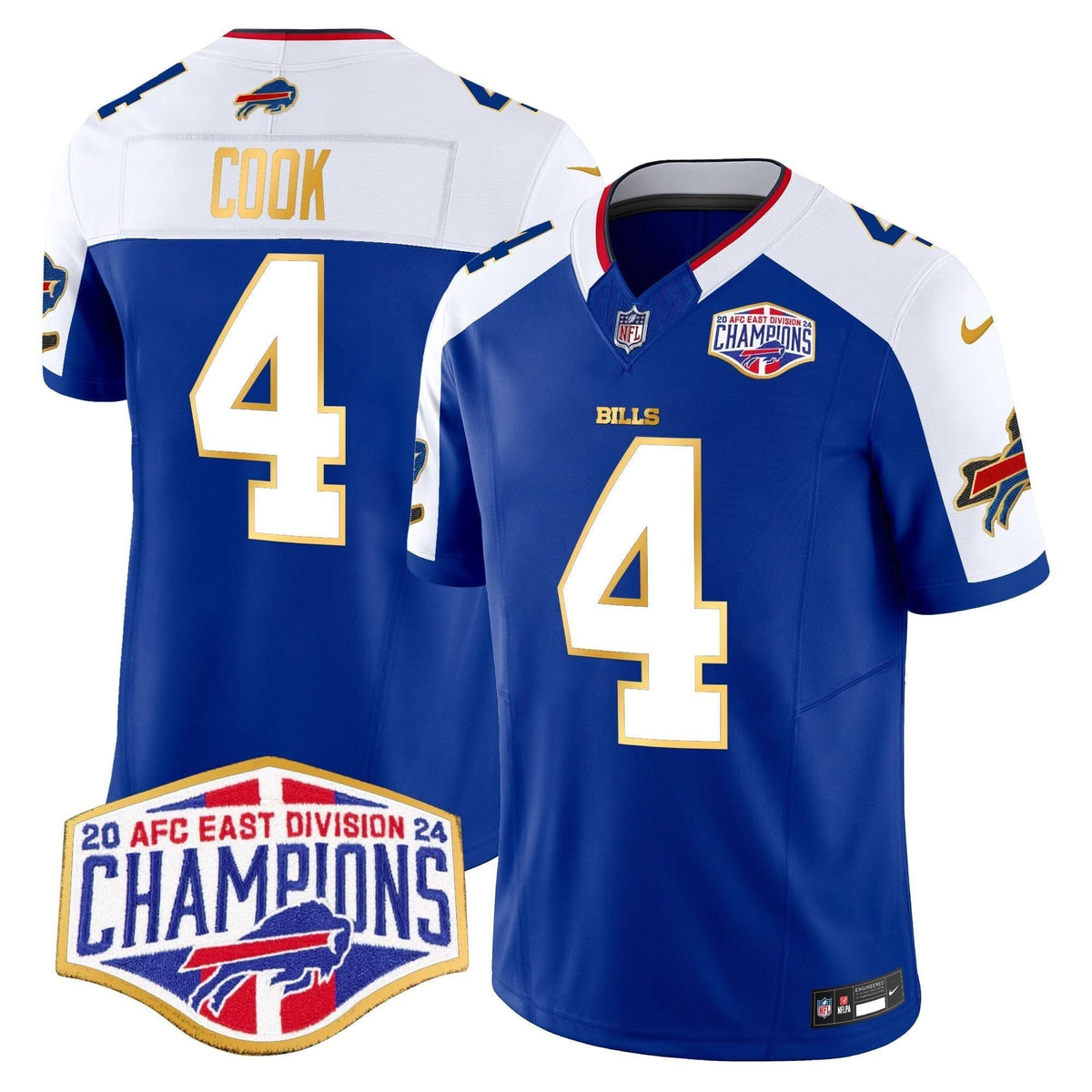 Bills 2024 AFC East Division Champions Gold Trim Vapor Limited Jersey - All Stitched - image 34