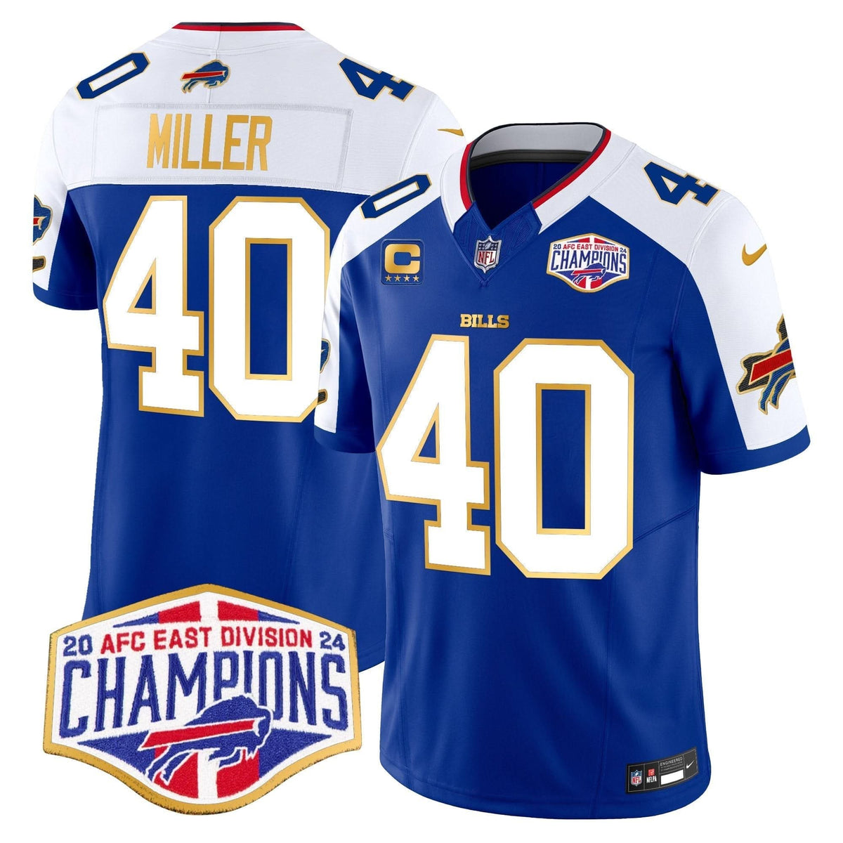 Bills 2024 AFC East Division Champions Gold Trim Vapor Limited Jersey - All Stitched - image 35