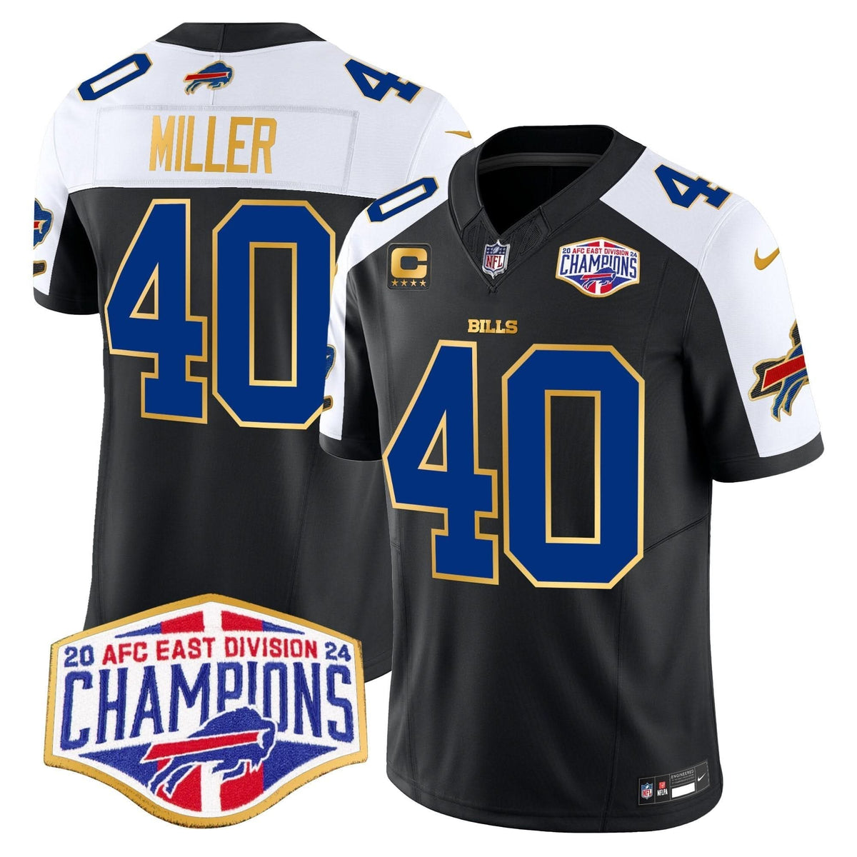 Bills 2024 AFC East Division Champions Gold Trim Vapor Limited Jersey - All Stitched - image 43