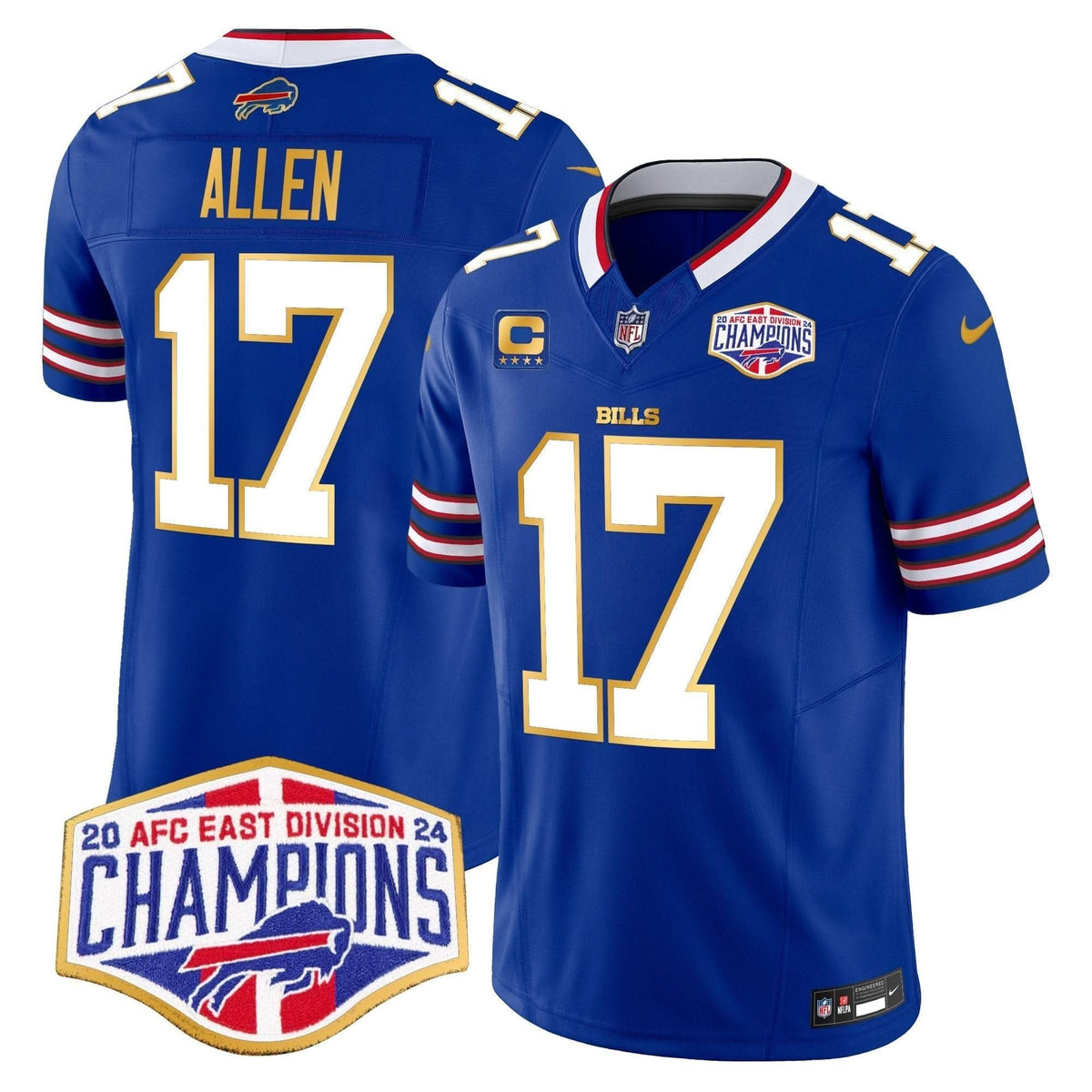 Bills 2024 AFC East Division Champions Gold Trim Vapor Limited Jersey - All Stitched - image 1
