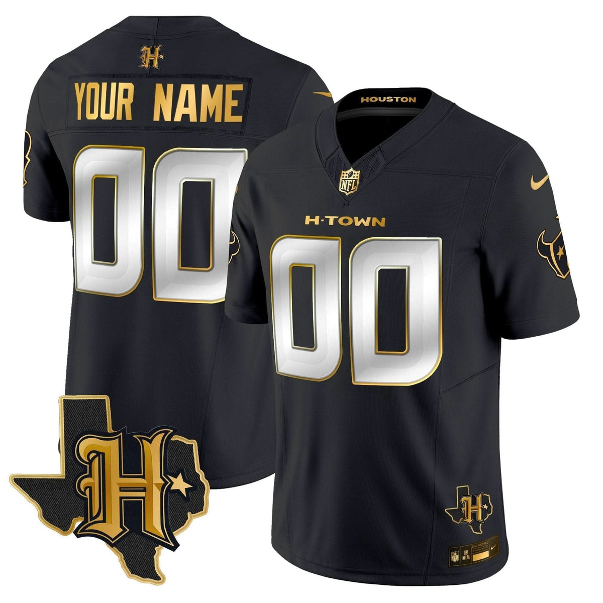 Houston Texans 2024 Texas Patch Gold Vapor Limited Custom Jersey - All Stitched - image 2