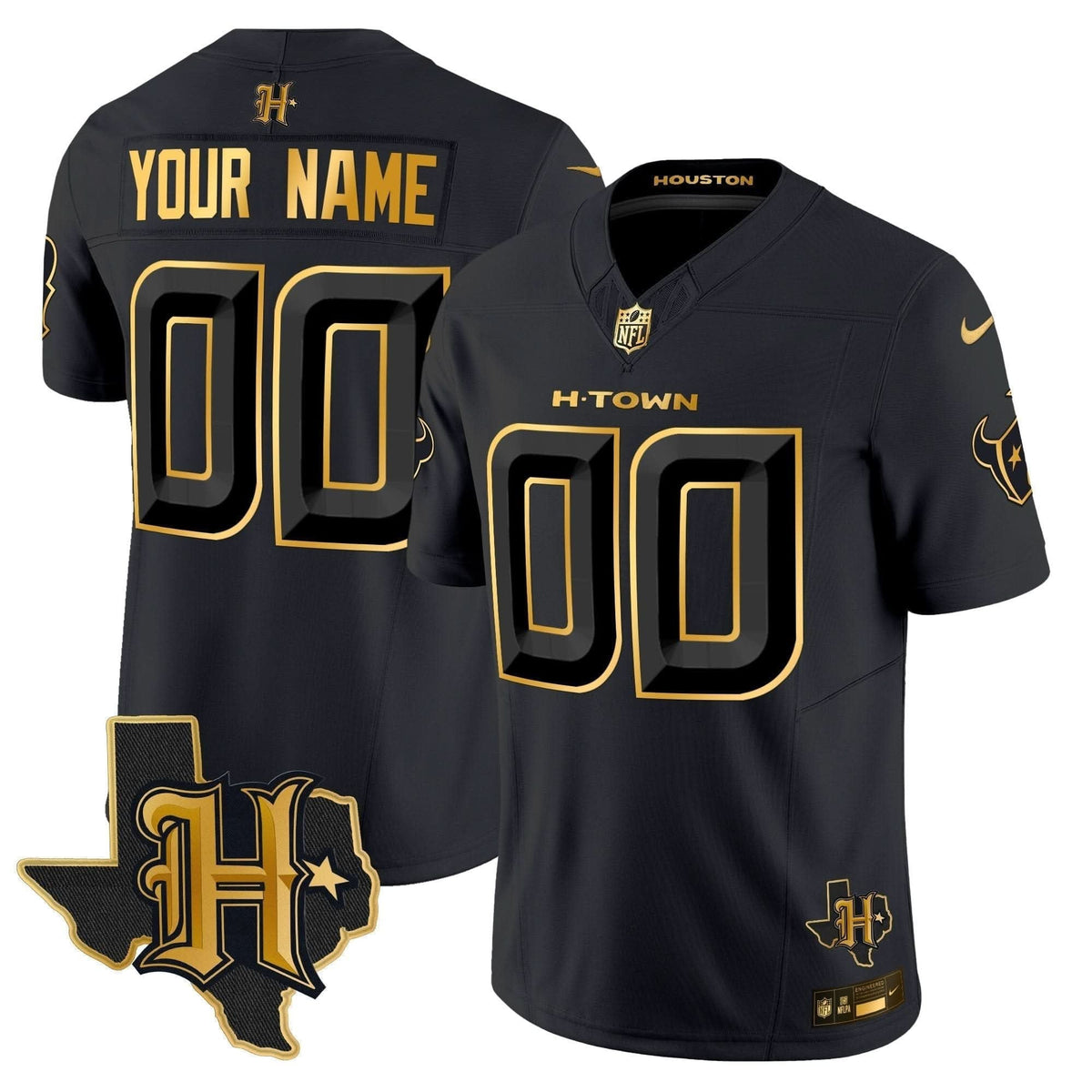 Houston Texans 2024 Texas Patch Gold Vapor Limited Custom Jersey - All Stitched - image 3