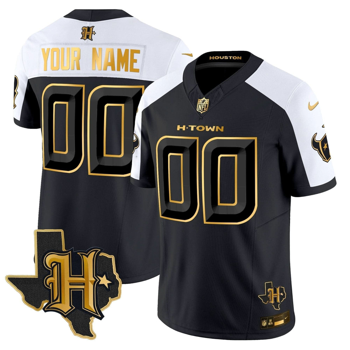 Houston Texans 2024 Texas Patch Gold Vapor Limited Custom Jersey - All Stitched - image 1