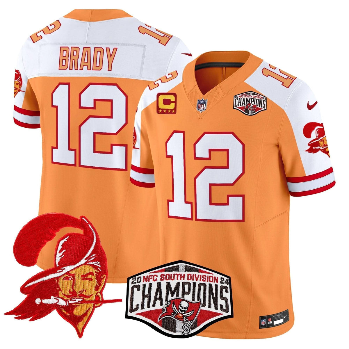 Tampa Bay Buccaneers Creamsicle 2024 NFC South Division Champions Patch Vapor Limited Jersey - All Stitched - image 3