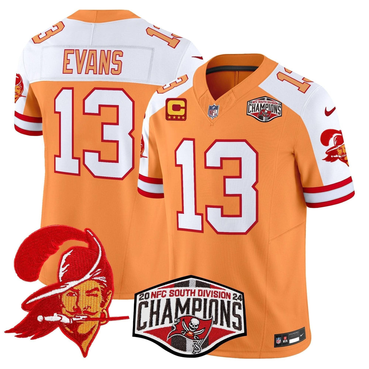 Tampa Bay Buccaneers Creamsicle 2024 NFC South Division Champions Patch Vapor Limited Jersey - All Stitched - image 4