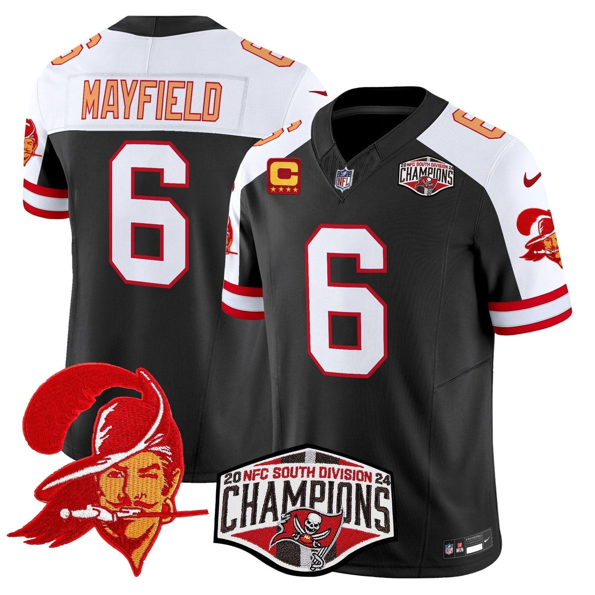 Tampa Bay Buccaneers Creamsicle 2024 NFC South Division Champions Patch Vapor Limited Jersey - All Stitched - image 8