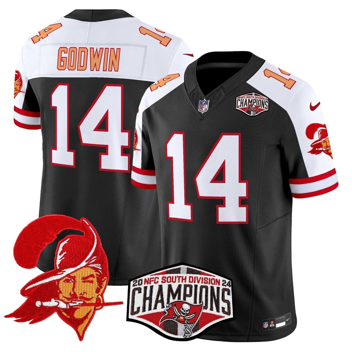 Tampa Bay Buccaneers Creamsicle 2024 NFC South Division Champions Patch Vapor Limited Jersey - All Stitched - image 12