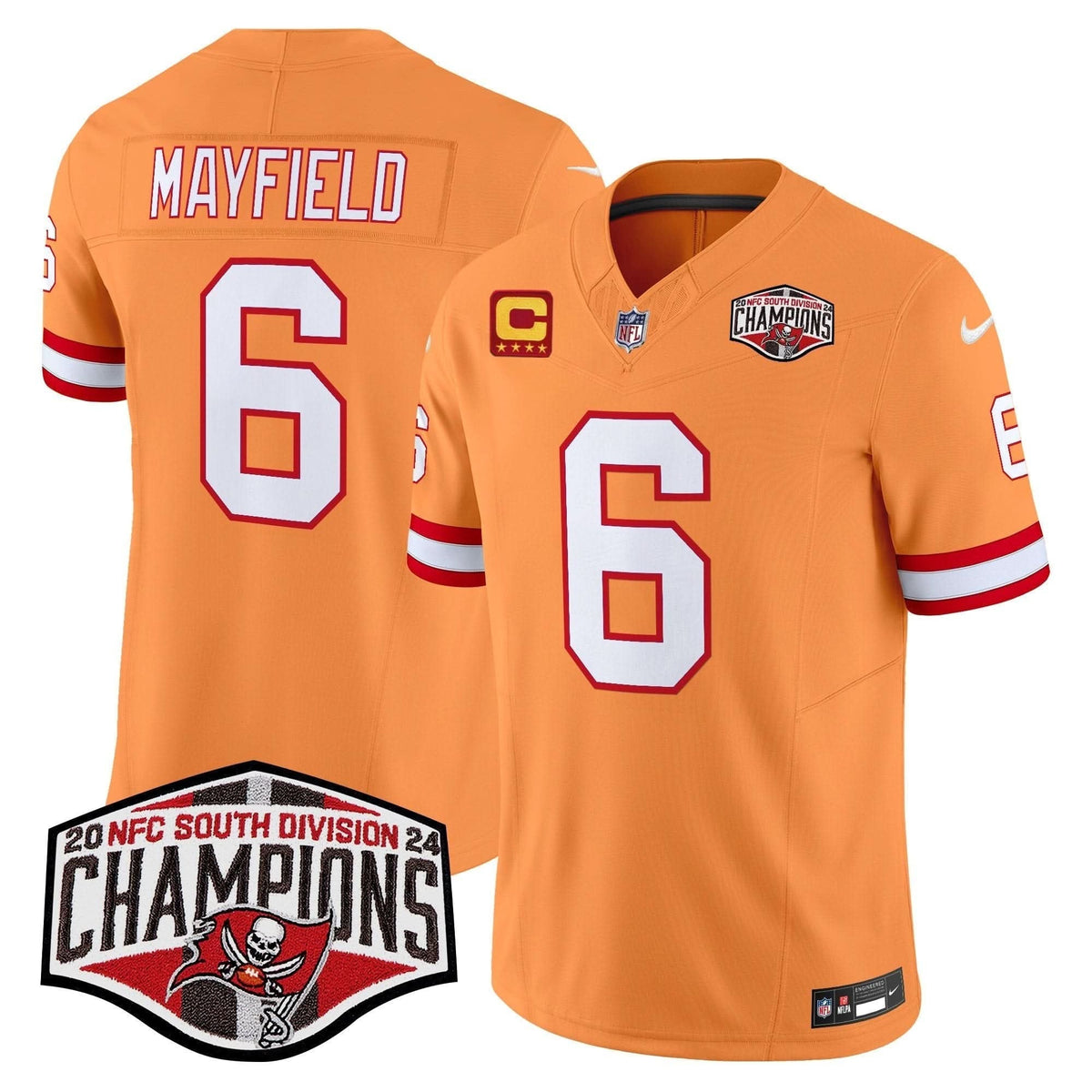 Tampa Bay Buccaneers Creamsicle 2024 NFC South Division Champions Patch Vapor Limited Jersey - All Stitched - image 15