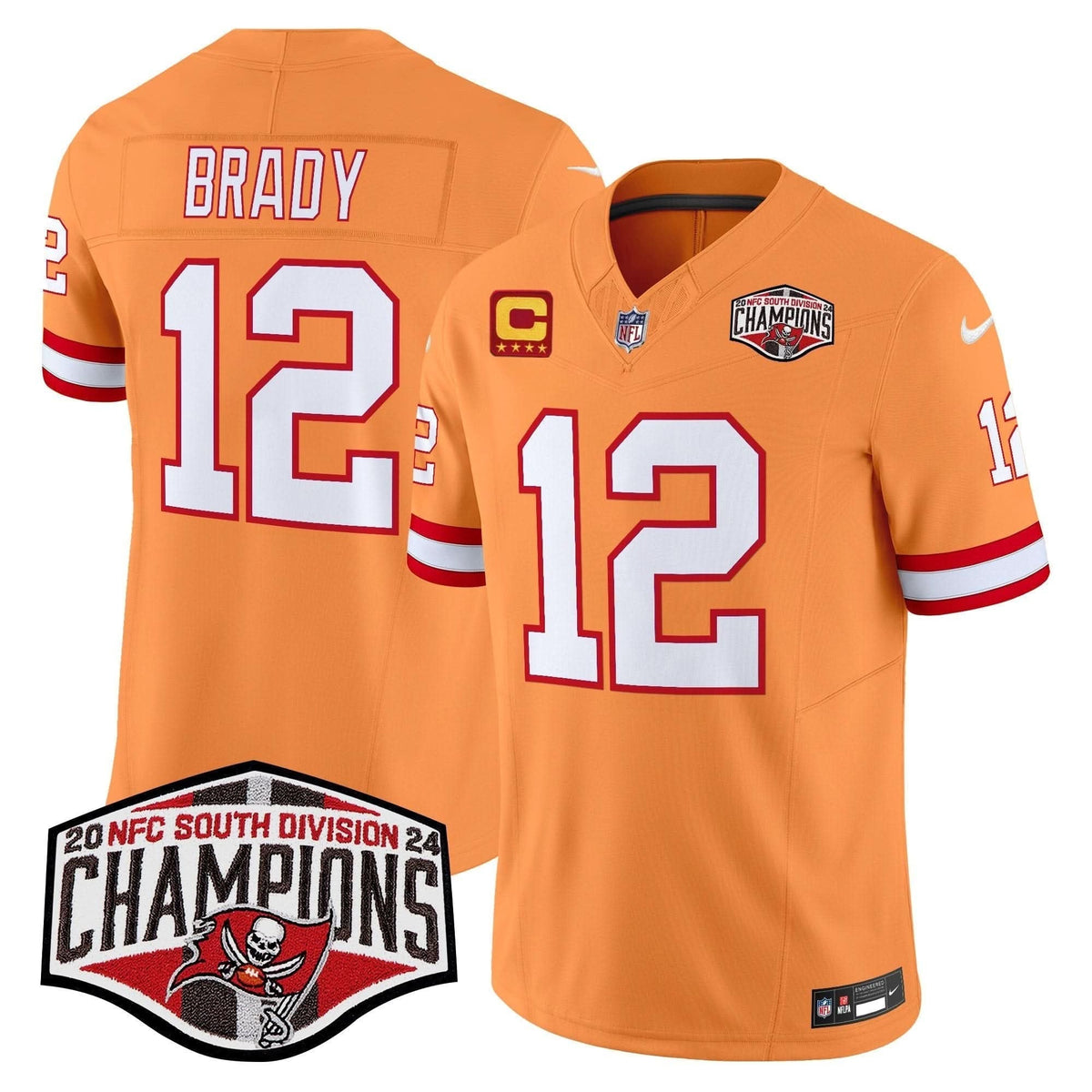 Tampa Bay Buccaneers Creamsicle 2024 NFC South Division Champions Patch Vapor Limited Jersey - All Stitched - image 17