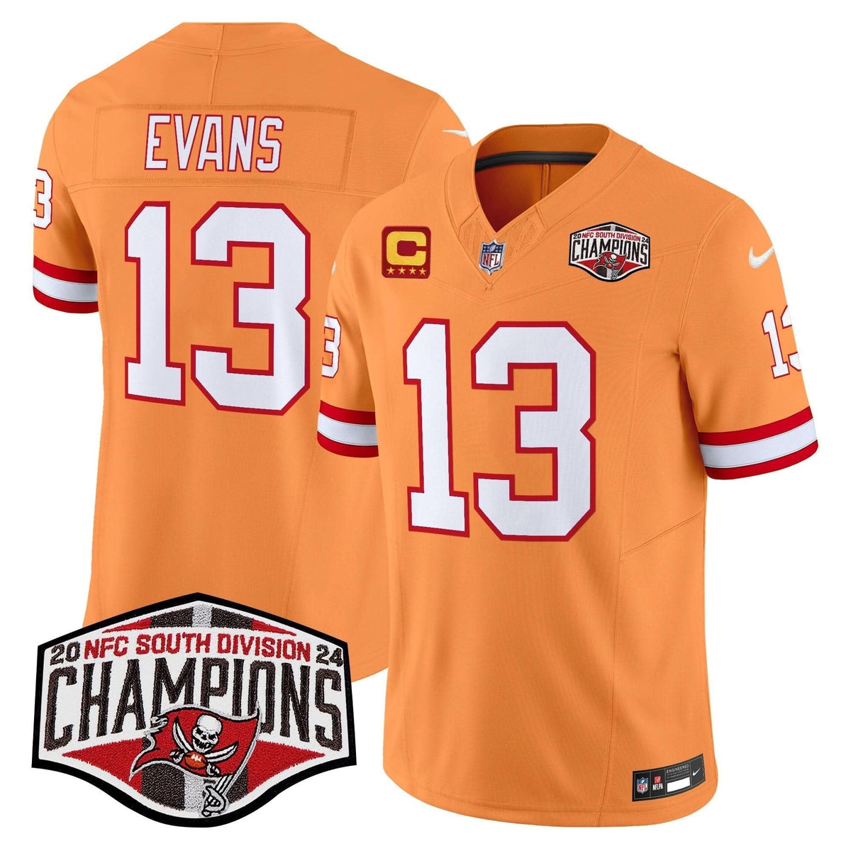 Tampa Bay Buccaneers Creamsicle 2024 NFC South Division Champions Patch Vapor Limited Jersey - All Stitched - image 18
