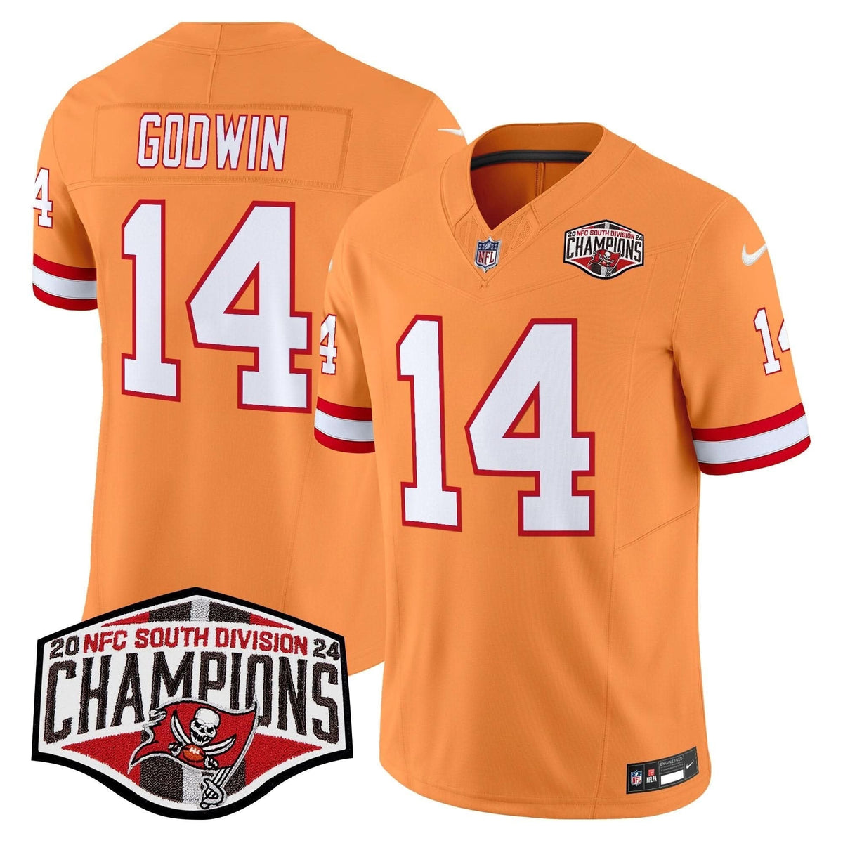 Tampa Bay Buccaneers Creamsicle 2024 NFC South Division Champions Patch Vapor Limited Jersey - All Stitched - image 19