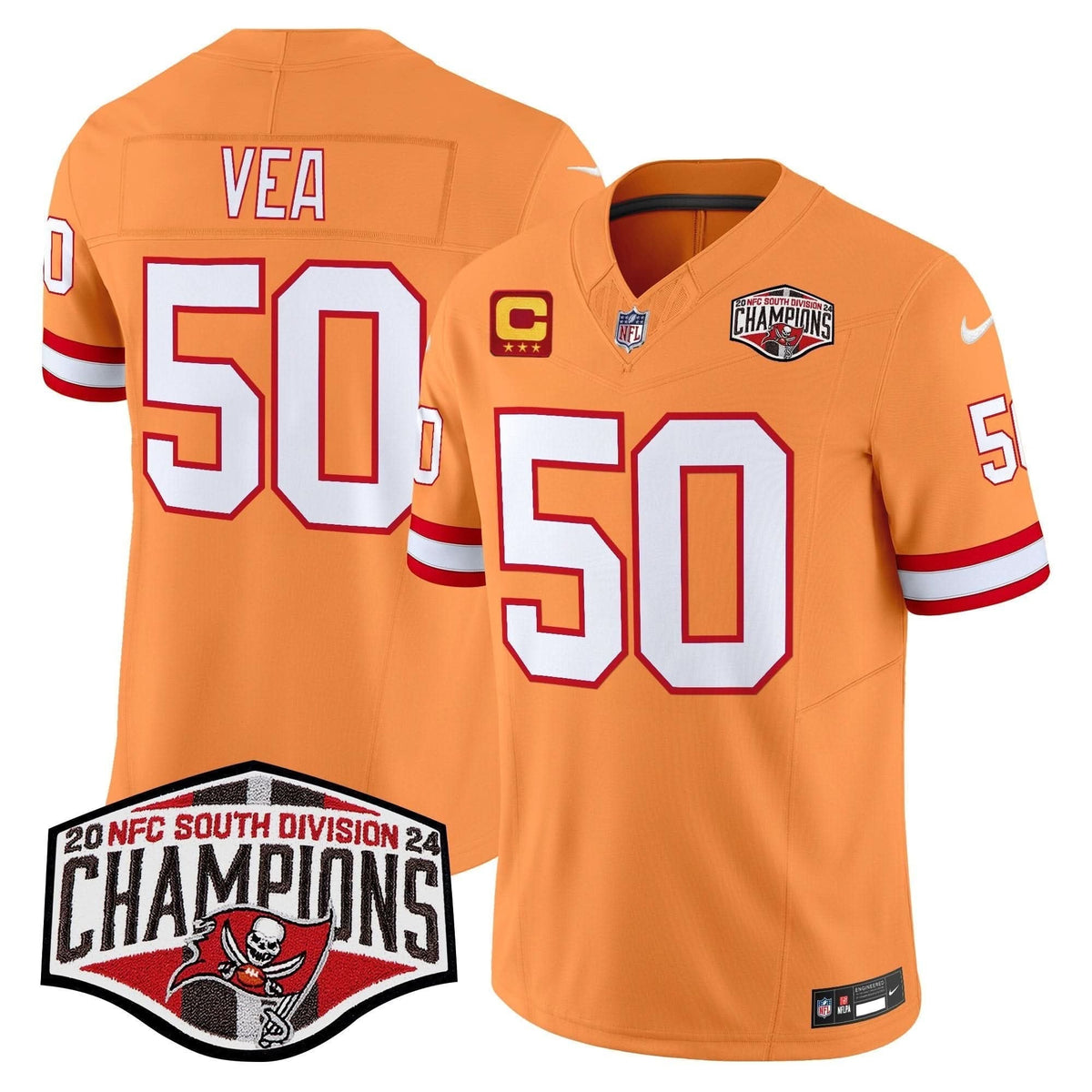 Tampa Bay Buccaneers Creamsicle 2024 NFC South Division Champions Patch Vapor Limited Jersey - All Stitched - image 20