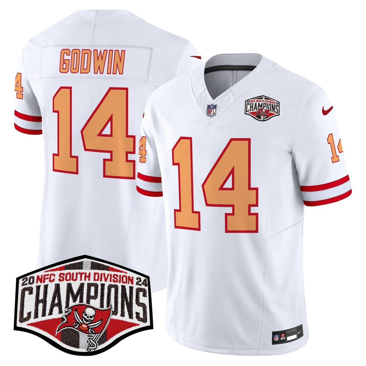 Tampa Bay Buccaneers Creamsicle 2024 NFC South Division Champions Patch Vapor Limited Jersey - All Stitched - image 26
